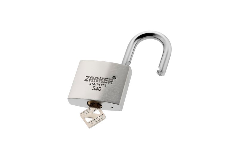 Zarker S40 keyed Padlock, Heavy Duty Stainless Steel Lock, Waterproof and Rustproof Storage, Warehouses, Garage, Outdoors, 1-Pack - Image 1